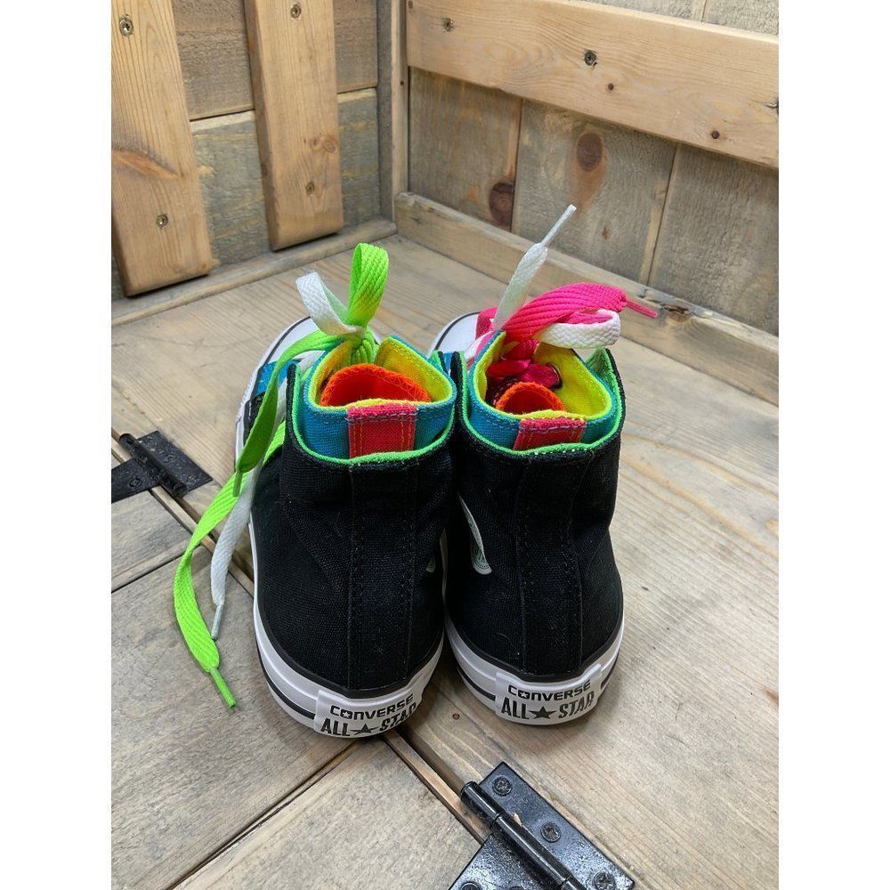 CONVERSE Neon Rare Double Lace Mens US4 Womens US6 Black Green Pink Vietnam - Picture 5 of 10